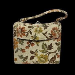 VTG Lewis Kiss Lock Tapestry Carpet Handbag Purse Grannycore 50s-60s Victorian
